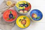 Vintage Hand Painted Fruit Bowls Set 4 Mixed Sizes Italian Tuscan Style Ceramic. Fixed Price $32.00.