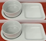 Bia International -- White Soup Sandwich Trays With Bowls (2 Sets). Fixed Price $98.54.
