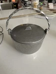 Bon Chef Aluminum Pewter Bean Pot With Bail Twisted Handle Lid. Fixed Price $25.00.