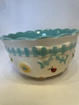 Temptations Gingham Garden Mixing Serving Bowl Aqua Blue 1.0 Qt. Fixed Price $15.00.