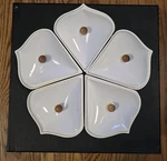 Aava 5 Sets Petal Snack With Lida And Wood Tray New In Box. Fixed Price $71.58.