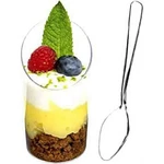 Dlux 32 2.5 Oz Mini Dessert Cups With Spoons, Slanted Round - Clear Plastic Pa. Fixed Price $17.76.