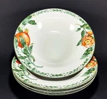 Pts Interiors Nature Soup Salad Pasta Bowls Green Orange Rim 9" Set Of 4. Fixed Price $20.99.