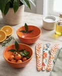 Opalhouse Jungalow Melamine Bowl & Spreader Set Orange Tropical Leaf 5PC. Fixed Price $35.00.