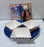 Patriotic Plastic Serving Tray Bowl Set Americana Stars Stripes Bbq Picnic Lot. Fixed Price $8.99.