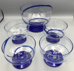 Crate And Barrel Cobalt Blue Swirl Glass Dessert Set Trifle 4 Bowls. Fixed Price $22.50.