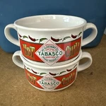 Tabasco Hot Chili Double Handle Soup Bowl Mug Houston Harvest Set Of 2. Fixed Price $16.95.