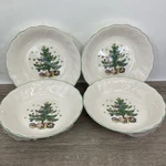 (set Of 4) Nikko Japan Happy Holidays Rimmed 7.5" Bowl Swirl Christmas Tree Dish. Fixed Price $35.00.