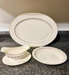 Lenox Romance China 3 Pieces/ Platter, Serving Bowl, Gravy Boat Gold Trim,roses. Fixed Price $90.00.