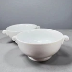 Over Back Stoneware Ceramic Set 2 Bowls With Handles White Dishes. Fixed Price $40.00.