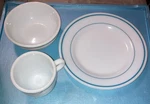 Vintage Pyrex Corning Cup Cereal Soup Bowl 9" Plate All White With Blue Stripe 1. Fixed Price $25.00.