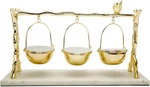 Classic Touch 3 Hanging Bowls On Branch Bird Stand With Marble Base. Fixed Price $68.00.