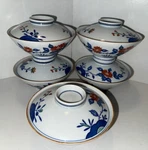 5 Japanese Arita Ware Porcelain Hasami Nishiyama Covered Rice Noodle Bowls. Fixed Price $55.00.