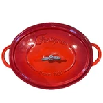 Fontignac 4.5 Qt Enamel Cast Iron Oval Dutch Oven Cocotte Fleur Di Lis Finial. Fixed Price $200.00.