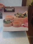 Vtg Beach Wood Salad Bowl Set 7 Piece Winsome. Fixed Price $24.99.