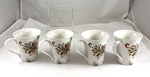 222 Fifth Jacobs Trail Coffee Mugs Set 4 Red Floral Jacobean Stoneware Cups. Fixed Price $49.99.