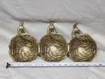 3 Peacock Bowls Jewelry Dishes Attached 16" Wide And 2" Deep. Fixed Price $65.00.