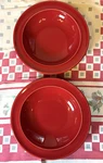 Emile Henry Round Pasta Salad Bowls Red Ceramic 22CM Made In France Farmhouse. Fixed Price $39.95.