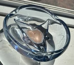 Vintage Murano Style Art Glass Bowl Candy Dish/ash Tray 3 Point Design Italy Mcm. Fixed Price $30.00.