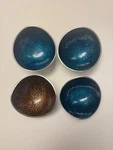 Simply Designz Set 4 Nut Bowls 5.5" Aqua Blue And Brown- Nice. Fixed Price $29.99.