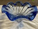 Vintage Shannon Glass Blue Clear Crystal Bowl 10. Fixed Price $49.99.