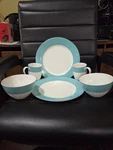 Kate Spade Rutherford Circle Turquoise Set Of 2 Soup Bowls & Mugs Plates. Fixed Price $135.00.