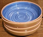 Set Of 4 Melamine Tarhong Rustic Blue Swirl Pasta/soup Bowls. Fixed Price $22.00.