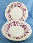2 Wedgwood Old Soup Bowls Purple Flowers Shell Edge Porcelain Rimmed. Fixed Price $75.99.