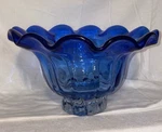 Vintage Large Cobalt Blue Shannon Crystal Ruffled Centerpiece Bowl 12 Inches 9LB. Fixed Price $129.99.