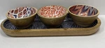 Mesa Inspired Living Mango Wood Printed Bowls W/tray 4-PIECE Serving Set New. Fixed Price $39.95.