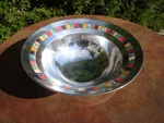 12" Polished Aluminum Alloy Carnival Bowl With Mosaic Detailing By Mikasa. Fixed Price $24.99.