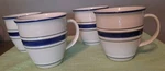 Country Crock Stoneware Mugs 16 Oz Farmhouse Blue/green Stripe 4 3/8" Set Of. Fixed Price $32.89.