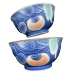 Vintage Andrea By Sadek Japanese Hand Painted Bowls Set Blue Embossed Persimmon. Fixed Price $58.00.