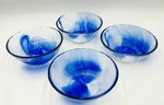 Vintage Set Of 4 Bormioli Rocco Murano Blue Swirl Dessert Cereal Soup Bowls 5.5". Fixed Price $37.00.