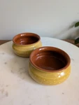 Set Of 2 Portuguese Ceramic Bowls Terra Oven Safe Rustic Yellow Crocks. Fixed Price $24.19.