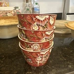 222 Fifth Gabrielle Red Appetizer, Soup, Dessert Bowl Porcelain - Single. Fixed Price $12.00.