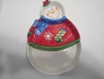 Vintage Christmas Platter Divided Serving Snowman Bird On Head Microwave Safe. Fixed Price $17.99.