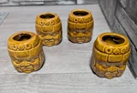 Read Set Lot Of 4 Olmec Head Tiki Shot Glasses Cup Figurine Ancient Mexico Decor. Fixed Price $24.95.
