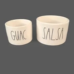 Rae Dunn Artisan Collection Salsa & Guacamole Ceramic Bowl Set Magenta Party Guc. Fixed Price $19.95.
