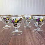 (4) Royal Albert Old Country Roses Hand Painted Footed Glass Dessert Fruit Bowls. Fixed Price $39.00.