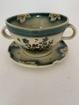 French Onion Soup Bowl With Under Plate. Artisian Crafted Handmade. Fixed Price $48.00.