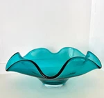 Lenox Organics Collection Low Bowl Turquoise 11" W/box Ruffled Trim. Fixed Price $49.00.