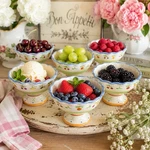 Pfaltzgraff Pistoulet Pedestal Dessert Bowls Set 6 Jana Kolpen Fruit. Fixed Price $36.99.