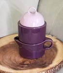 Noritake Primastone Fantasy # 8317 Purple Creamer And Sugar Bowl Lavender Lid. Fixed Price $24.95.