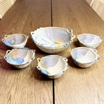 Vintage Signed Studio Pottery Lavender Salad Pasta Bowl Set Of 6 Artisan. Fixed Price $84.95.