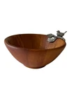 Vagabond Wood Bowl 3 X 7 1/2" Pewter Looking Bird Branch & Leaves. Fixed Price $24.00.