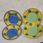 Furio Home Life Painted Floral Ceramic Dinnerware Bowls Set Blue Green Yellow 4. Fixed Price $25.00.
