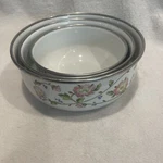 Kobe Kitchen 3 Piece Set Metal Enamel Nesting Mixing Bowls Wild Pink Flowers Mcm. Fixed Price $14.44.