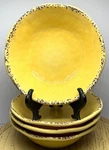 Set Of 4 Tommy Bahama Melamine Cereal Salad Bowls Yellow Rustic Crackle 7". Fixed Price $17.00.