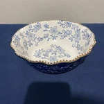 Temptations Floral Lace Blue/white Ceramic Serving Bowl Round PPP-YT-701941. Fixed Price $24.97.